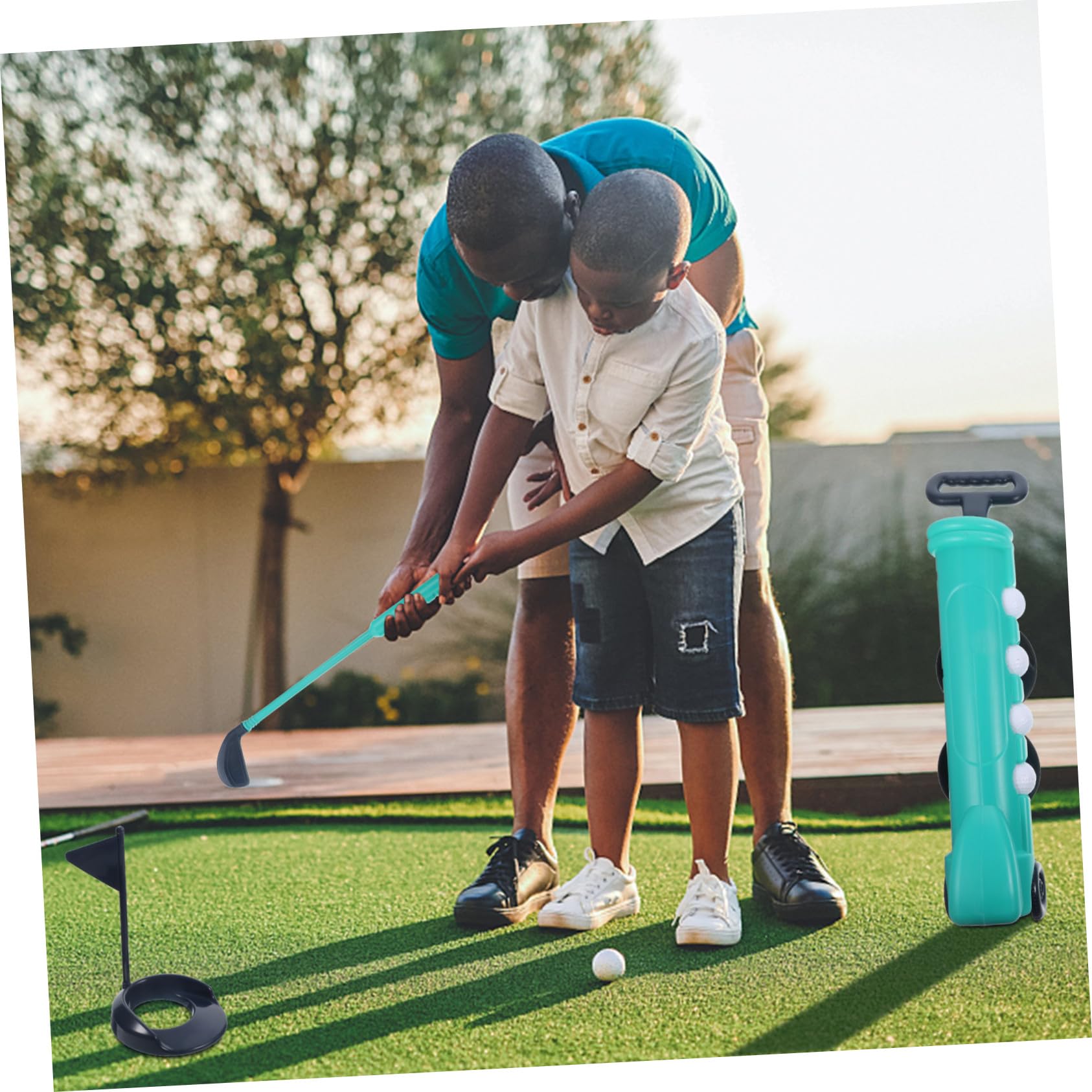 Set Golf per Bambini Blu in Plastica, Gioco Outdoor Sportivo | Esercizio e Coordinazione Occhio-mano, per Bambini e Ragazzi, per Attività All'aperto