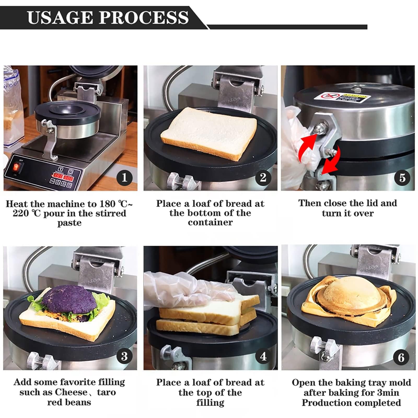 Electric Burger Waffle Maker, 1300W Non Stick Press Hamburger Machine, Ice Cream Waffle Baker Machine, Temperature& Time Control, for Home Kitchen Breakfast