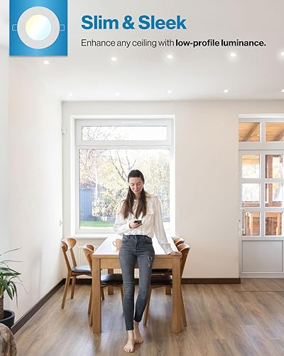 Miniatura 2 de Sunco Lighting Paquete de 16 luces LED de techo empotrables delgadas de 4 pulgadas CCT seleccionables 2700K3000K3500K4000K5000K regulables 10W  60W