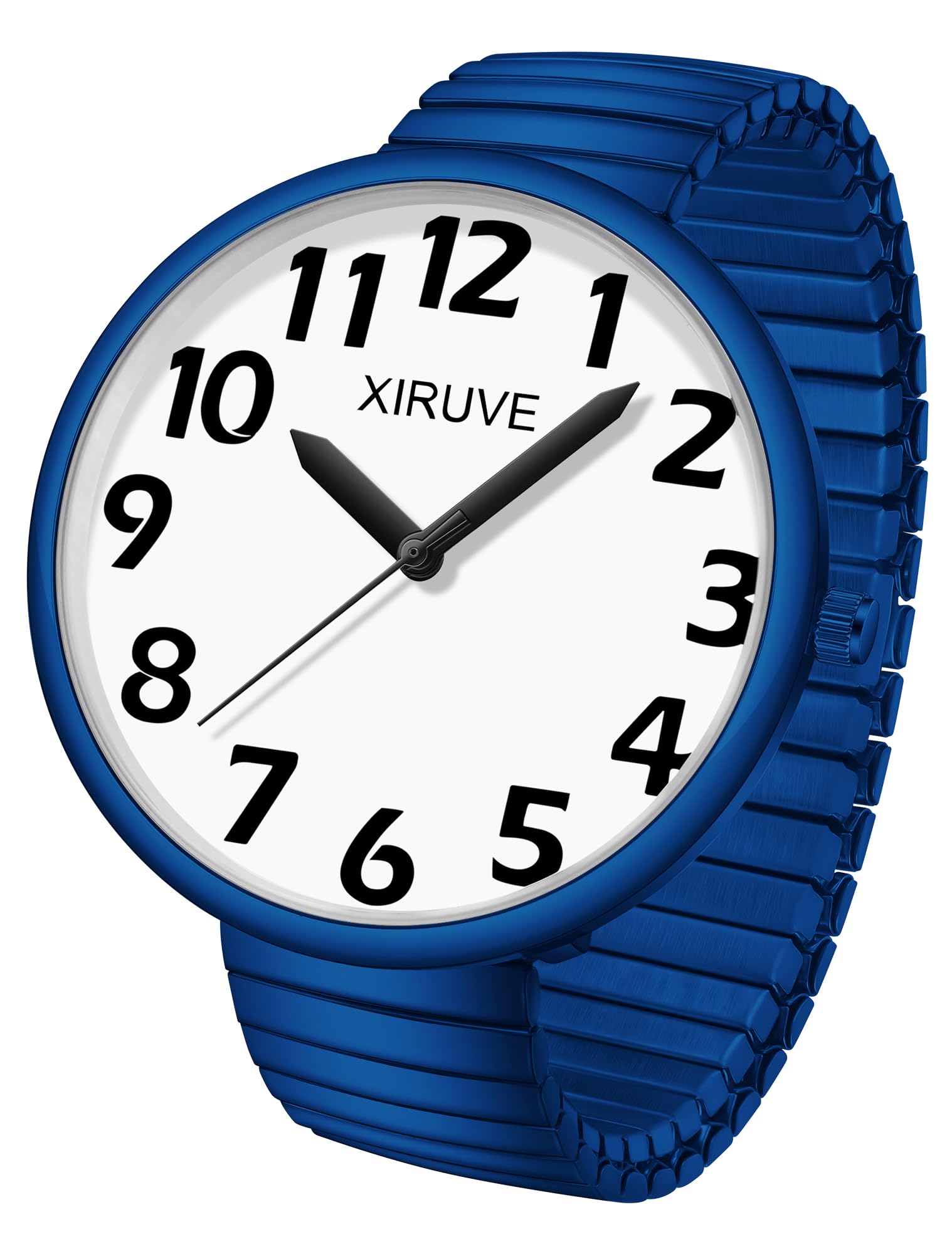Femme Homme Facile à Lire Super Grand Cadran Chiffres Arabes Bracelet Élastique en Acier Inoxydable Montre à Quartz Analogique