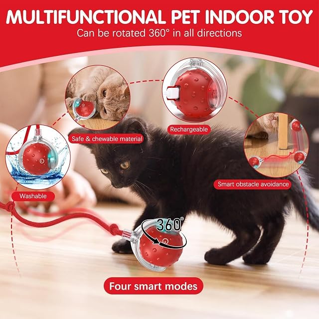 Foto 6 de 8 de Mokeum Pelota interactiva para perro, bolas de juguete recargables para gatos