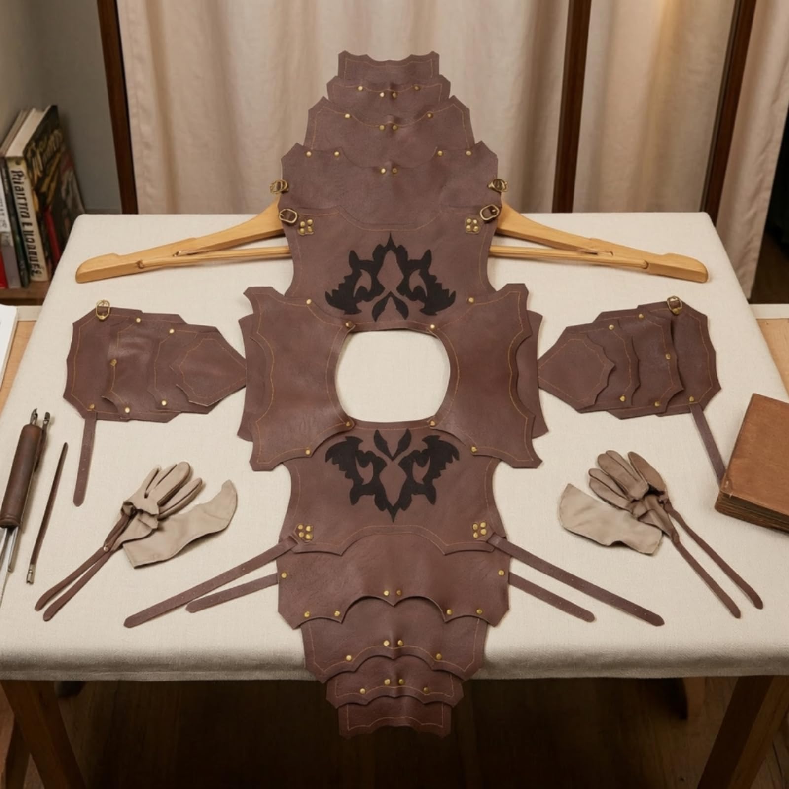 Armatura da Cosplay Pelle PU Armatura Steampunk Medievale con Fibbie per Halloween