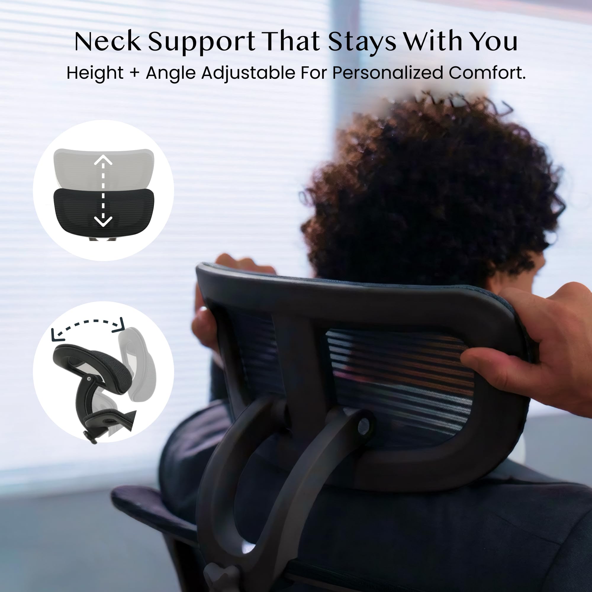 FLEXISPOT Ergonomic Office Chair, Folding Office Chair for Small Spaces with Adjustable Lumbar Support, Armrest and Headrest - Image 6