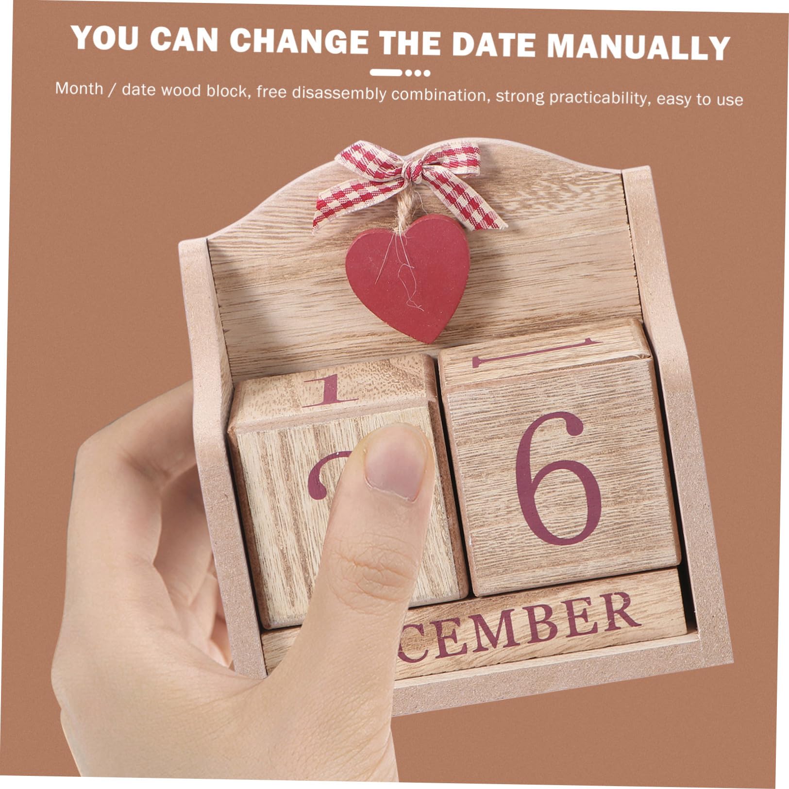 Calendario in Legno dal Design Retrò con Cambio Data Manuale, Decorazione Shabby Chic per Ufficio e Soggiorno, Accessorio Unico e Funzionale