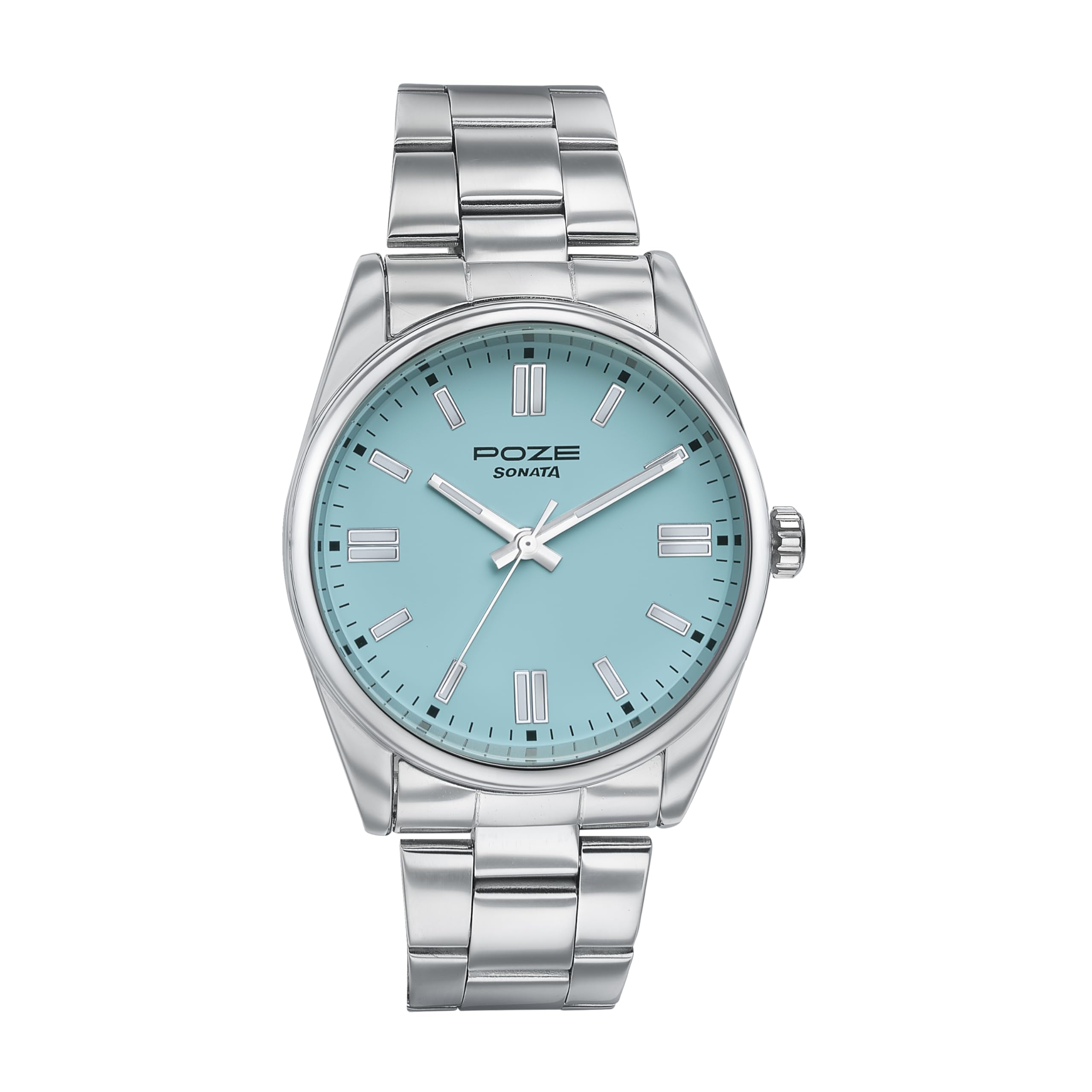 Sonata Poze Quartz Blue Dial Silver Metal Strap for Sky_Blue - Image 1