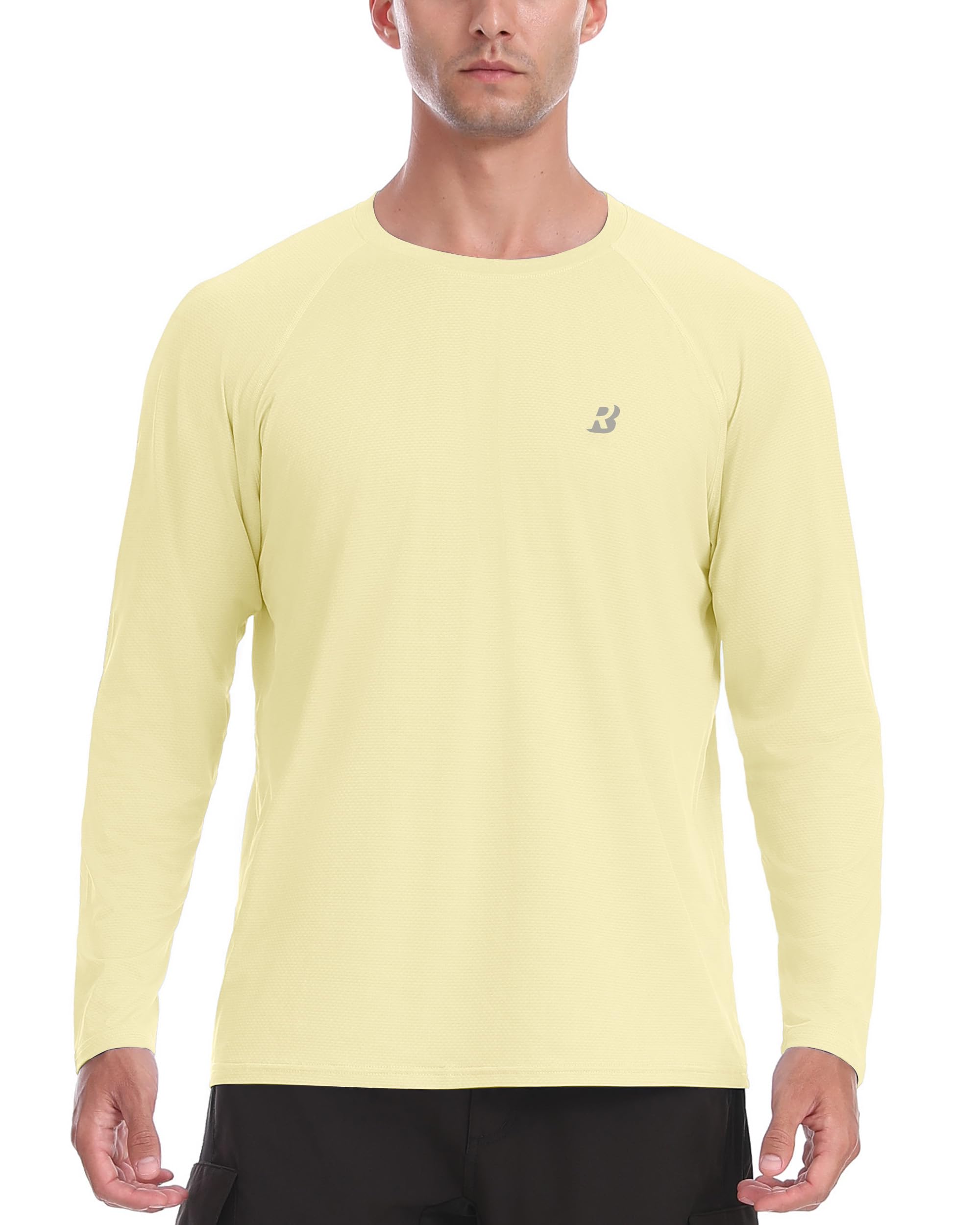 Roadbox Men's UPF 50+ Rash Guard Long Sleeve, Cool Dry UV Sun Protection Water T-Shirts, Lightweight Fishing Hiking Shirts