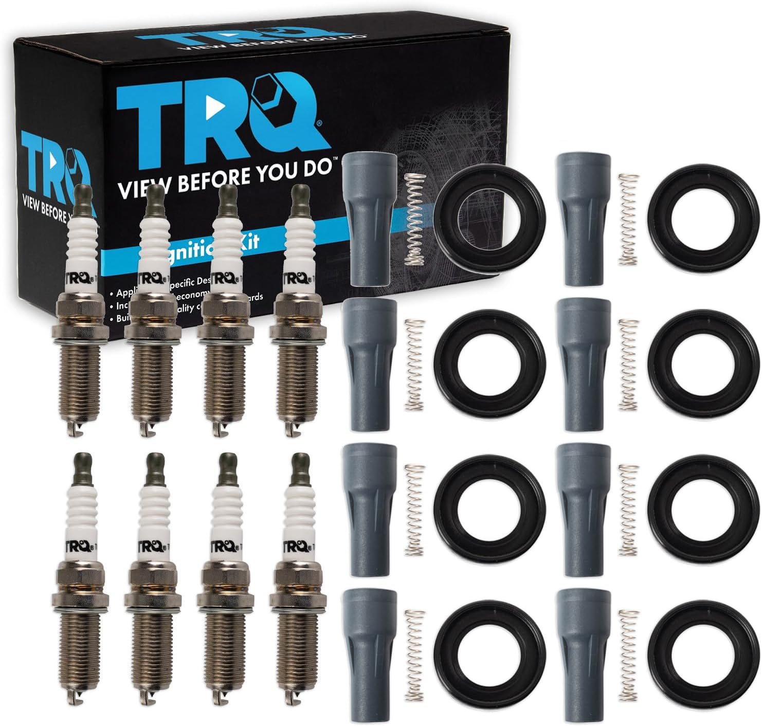 TRQ Ignition Coil and Spark Plug Kit 16 Piece Compatible with 2006-2009 Land Rover LR3 Range Rover Range Sport 2003-2008 Jaguar S-Type 2004-2009 Vanden Plas XJ8 2007-2009 XJ Super V8