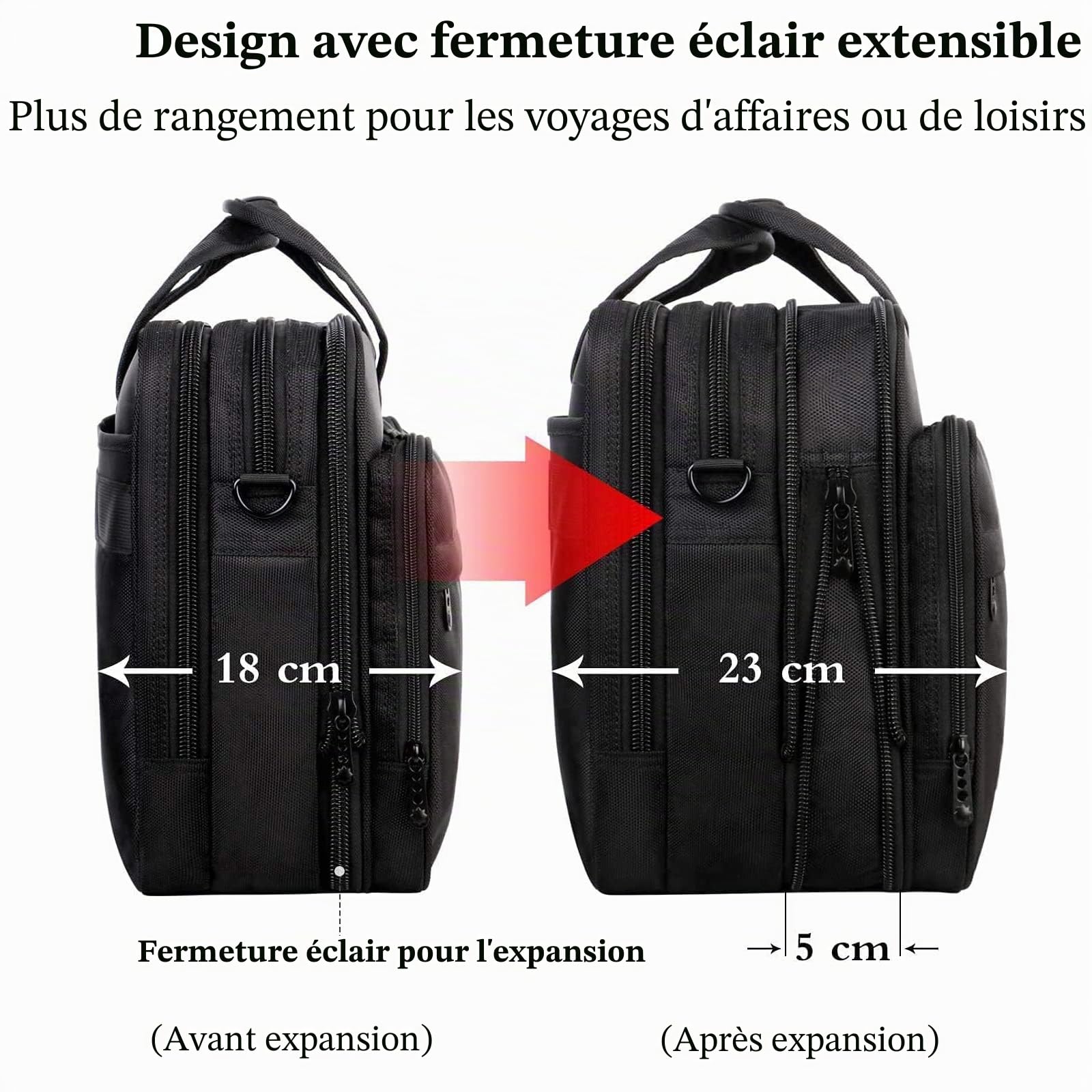 Mancro Sacoche Ordinateur Portable 17 Pouces, Mallette d'Affaires étanche Multifonctionnelle Noir