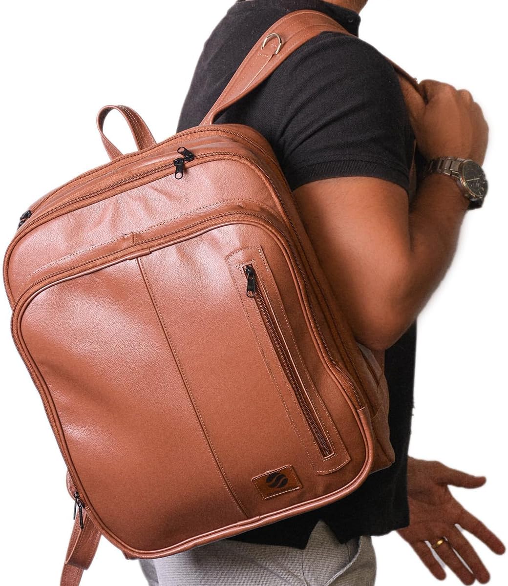 Mochila Couro Legítimo Natural Notebook Executiva Preto Masculina Premium Bisbel 44x33x18cm