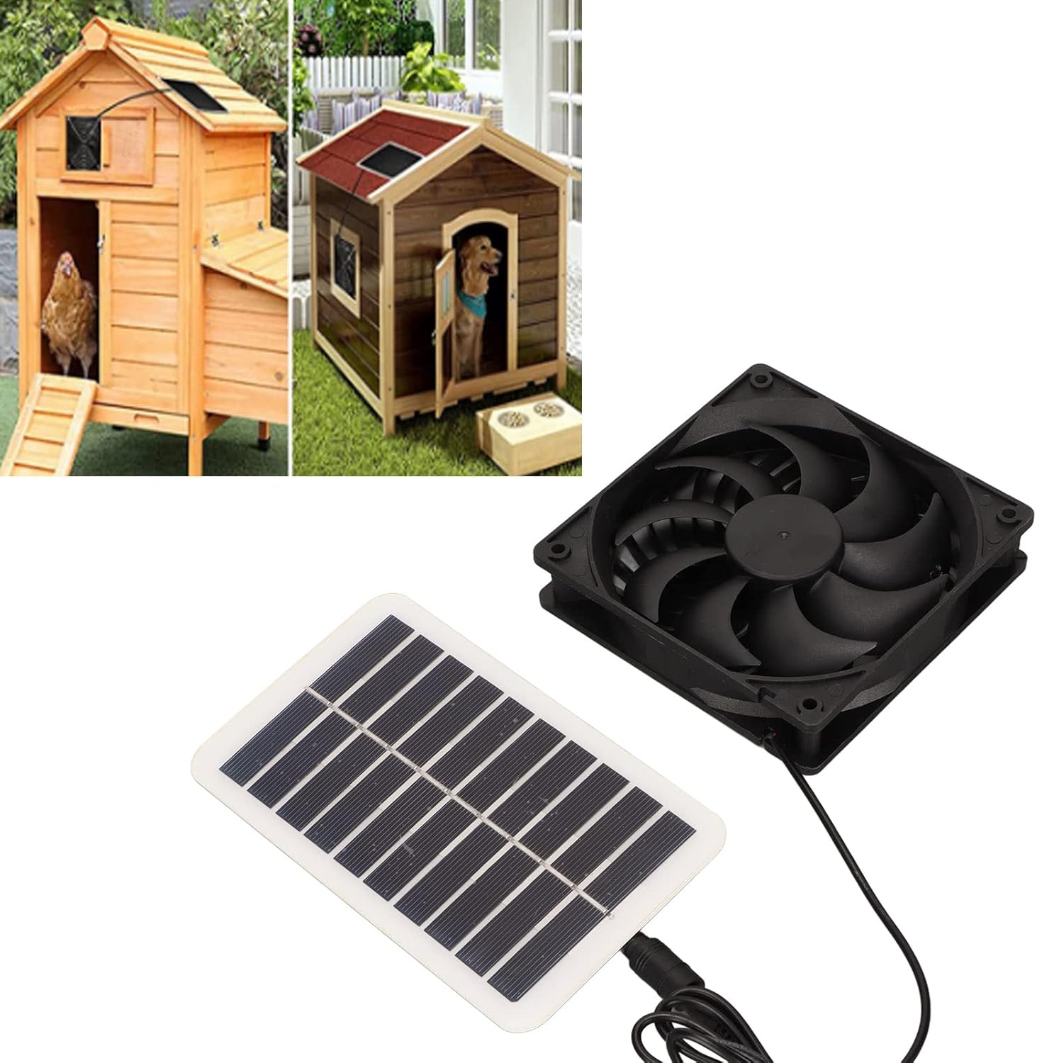 Solar Panel Fan Kit,plplaaoo 100W 12V Solar Panel Solar Powered Fan Kit, Solar Power Panel Exhaust Fan 15W Energy Saving Odor Removal Portable Solar Powered Air Extractor for Pet Houses RVs, Sola