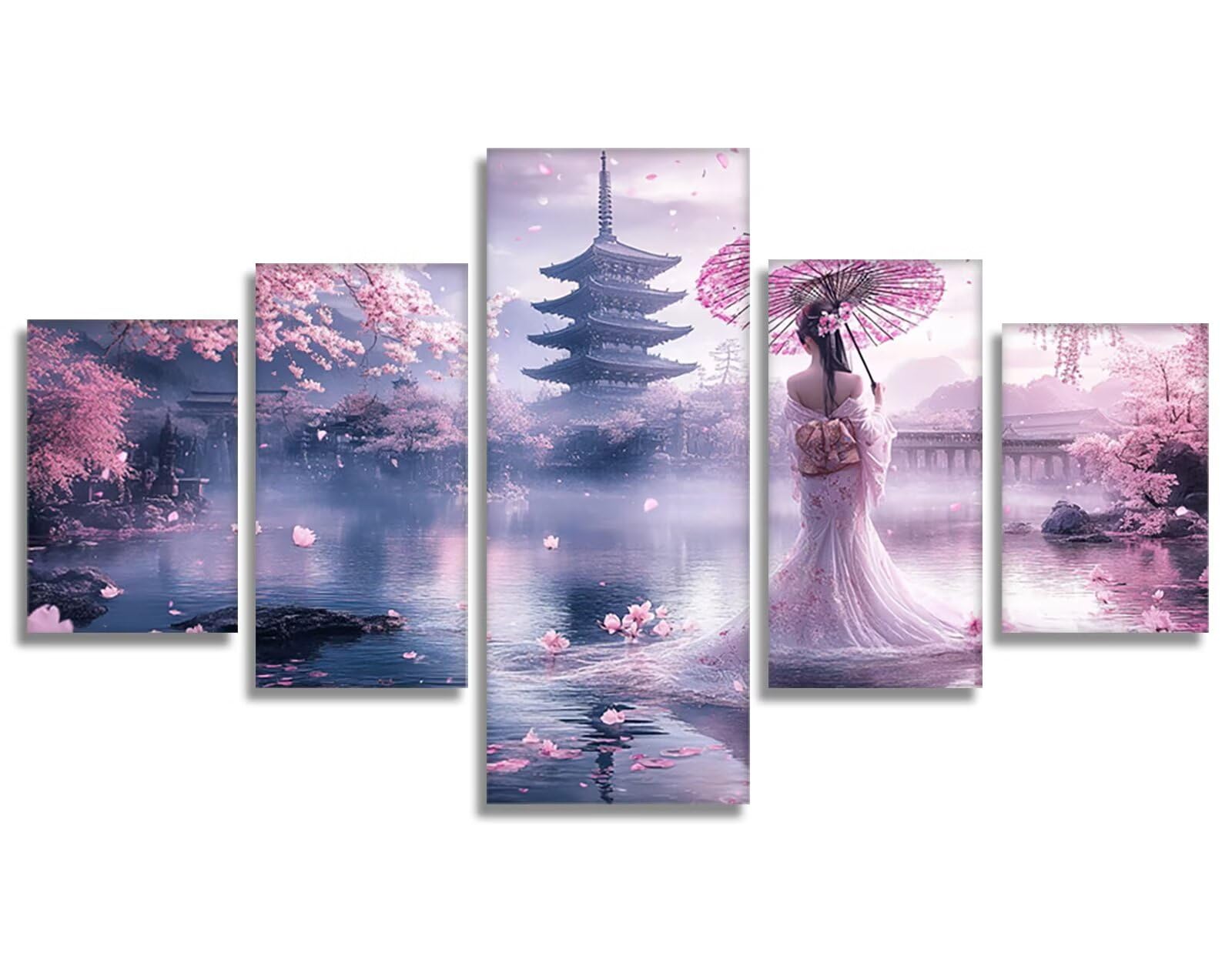 5 sztuk Japonia Diament Malarstwo Krajobraz Diamentowe Malarstwo Dorośli DIY Zestaw do malowania diamentami Dorosły, 5D Zestaw Creart do haftu krzyżykowego Diamentowe malowanie do dekoracji ścian 125
