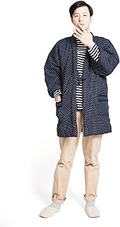 [たゆたふ] はんてん メンズ 冬 半纏 日本製 久留米織 男性 綿 紬織 中綿 袢纏 どてら ちゃんちゃんこ 大きいサイズ ギフト プレゼント 冬 防寒着 部屋着 温かい 綿入り