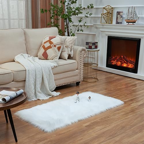 EasyJoy Alfombras ultra suaves y esponjosas de piel sintética para silla funda de asiento alfombra de área mullida para dormitorio suelo sofá sala