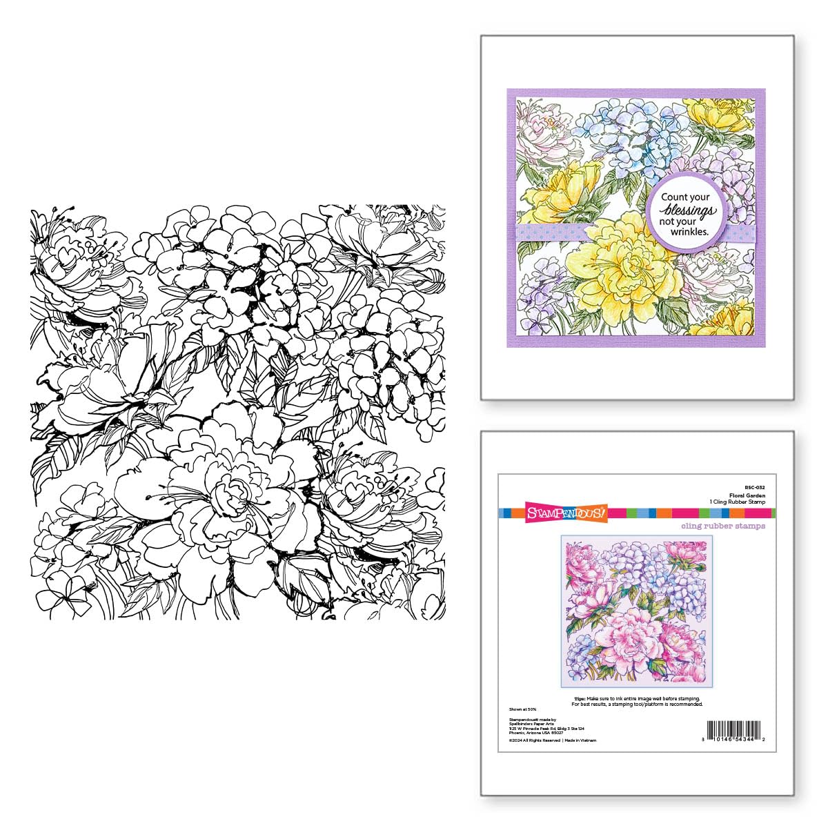 Spellbinders RSC-032 Stampendous Floral Garden Cling Rubber Stamp Set from The Beautiful Backgrounds Collection - Image 2
