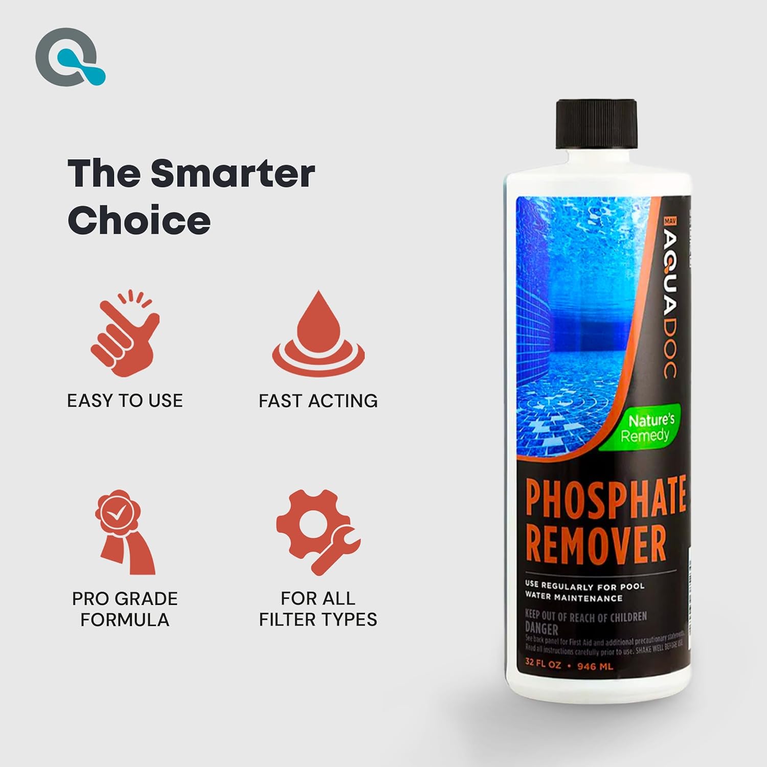 AquaDoc Pool Phosphate Remover and 3-Inch Pool Chlorine Tablets Bundle - Includes 32oz Phosphate Remover and 8lb Chlorine Tabs for Pools - Made in USA