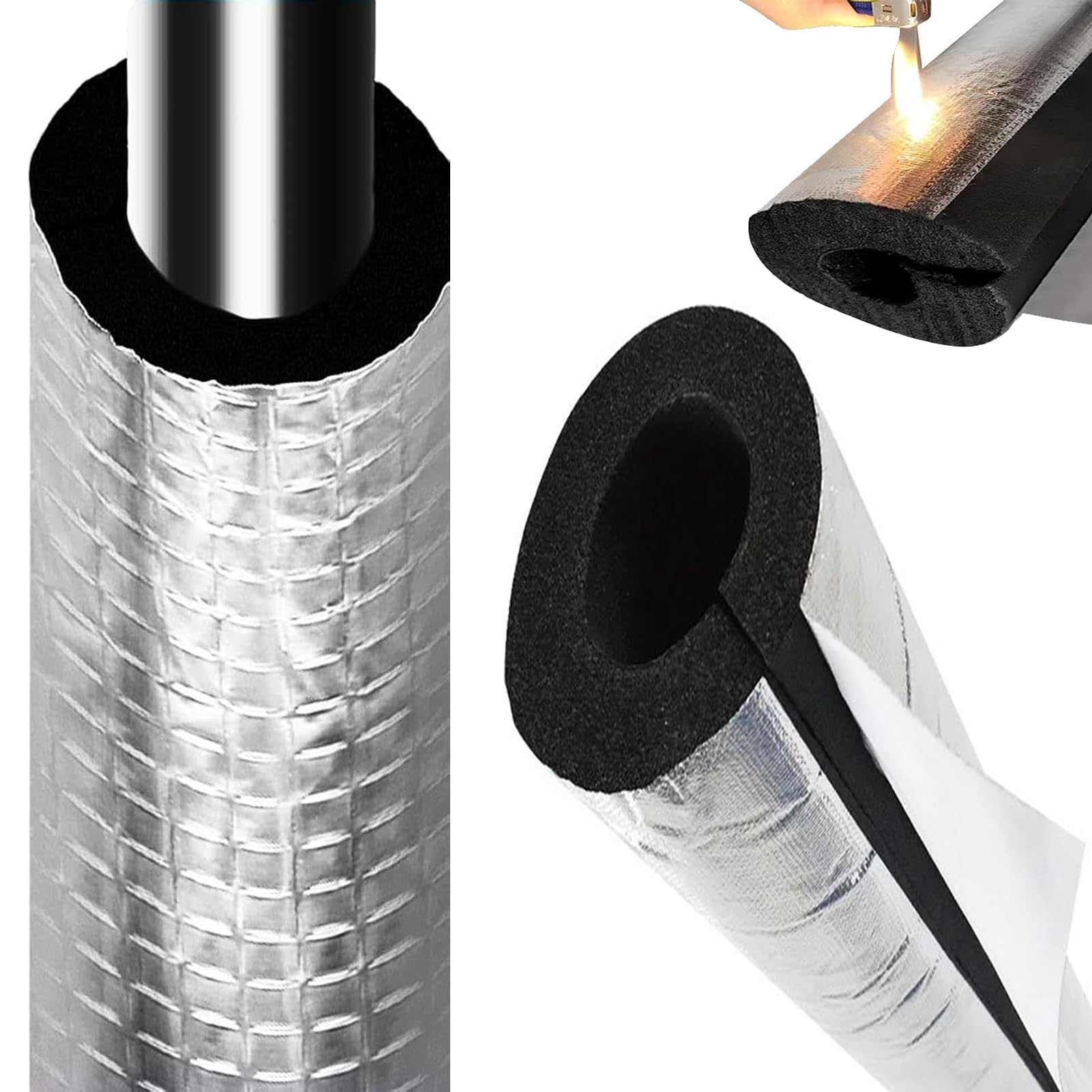 Funda de Aislamiento Anticongelante para Tuberías, Tubo de Espuma, (ID) 219mm x (T) 30mm x (L) 0.95m Aislante Tubo Aire Acondicionado, Fundas de Aislamiento Térmico para Tuberías Exteriores