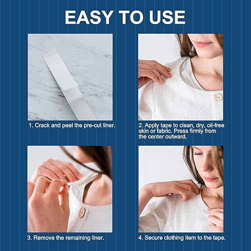 Miniatura 4 de 80 tiras de cinta adhesiva de doble cara para ropa, cinta de brasier de moda, cinta de tela para ropa y cuerpo de mujer, cinta adhesiva resistente a