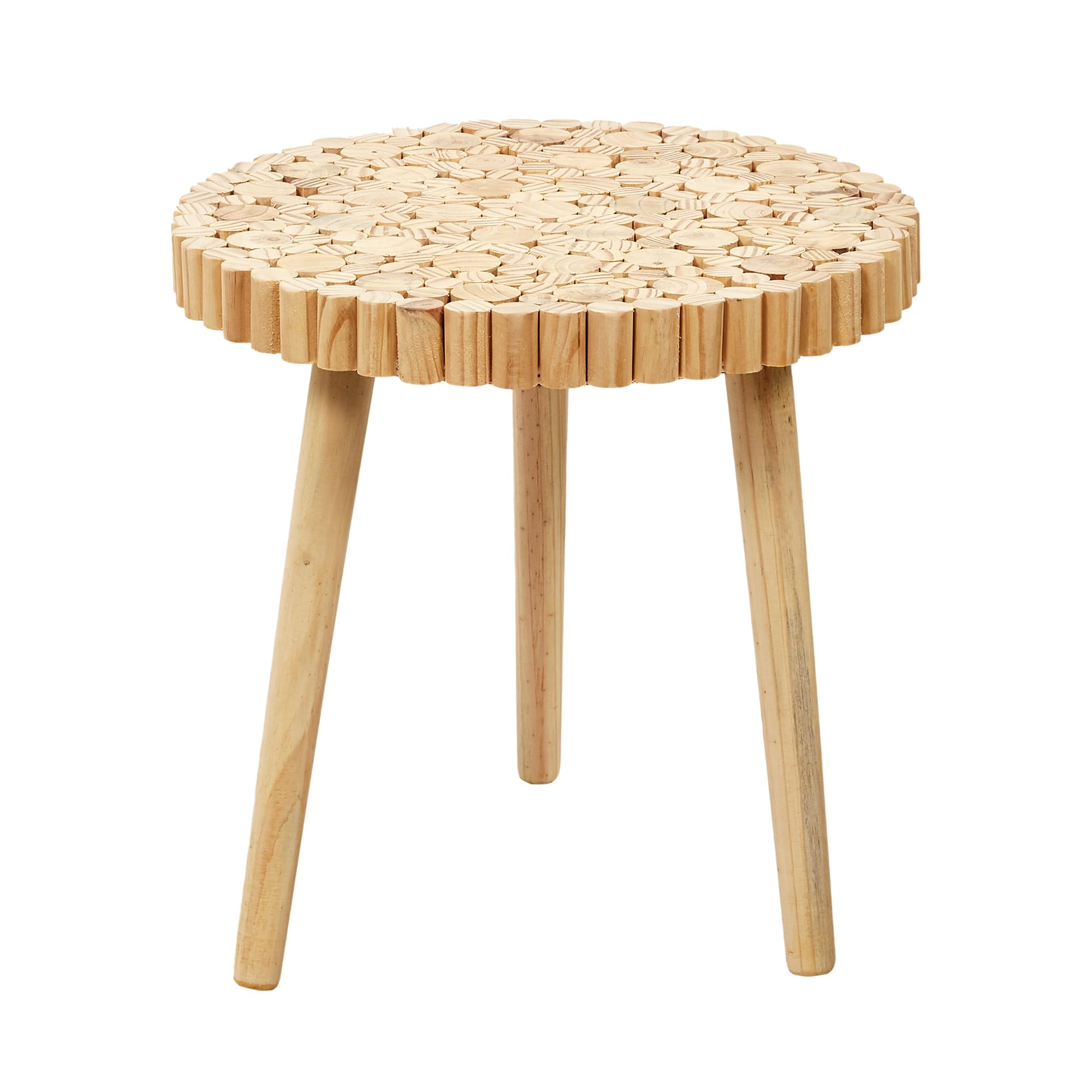 HOME DECO FACTORY Lot de 2 Tables Gigognes Rondin en Bois Design Marron | Bois, lot de 2 tables gigognes rondin, design original, salon ou salle à manger, gain de place, 40x40x40 cm, marron