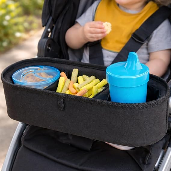Habitat Universal Stroller Snack Tray with Insulated Cup Holder - Divided Compartment with Secure Non-Slip Straps | Stroller Snack Tray Attachment Fits Most Strollers