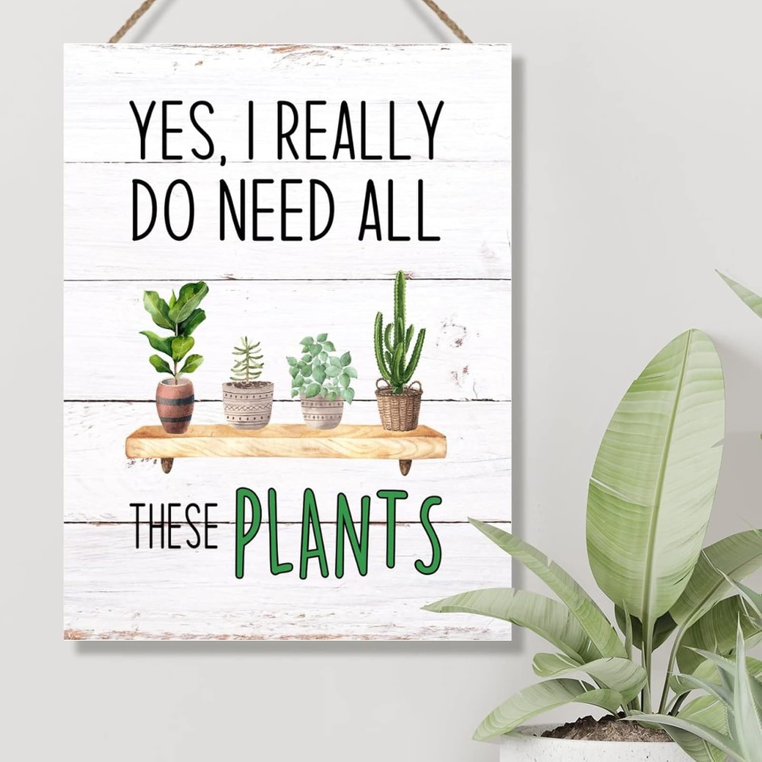 Plant Lovers Rustic Wooden Sign Plaque Yes I Really Do Need All These Plants Wood Wall Art Sign Succulent Plant Wall Decor Wood Signs Entryway Front Porch Wall Decor 18x24in