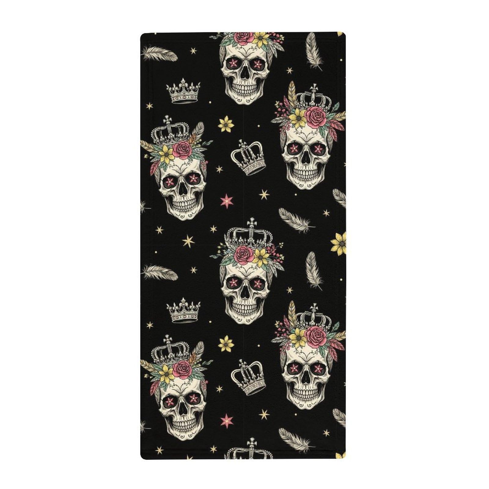 Anceky Decorative Hotel Bath Towels, Vintage Skull Flower Soft Absorbent Hand Towels for Guest Rooms & Kitchen Use