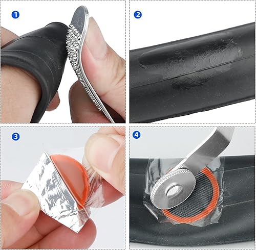 Miniatura 5 de Juego de herramientas de reparación de neumáticos de bicicleta, lima de metal, escopeta, raspador y rodillo de presión para moler y pulido, adecuado