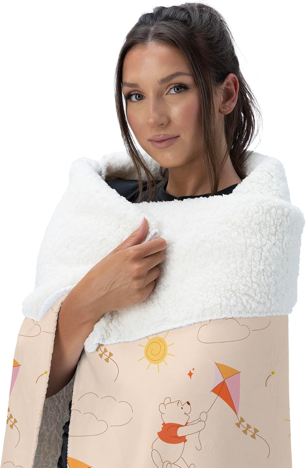 Northwest Winnie the Pooh Kite Adventure Silk Touch Sherpa Throw Blanket 50x60 Inches