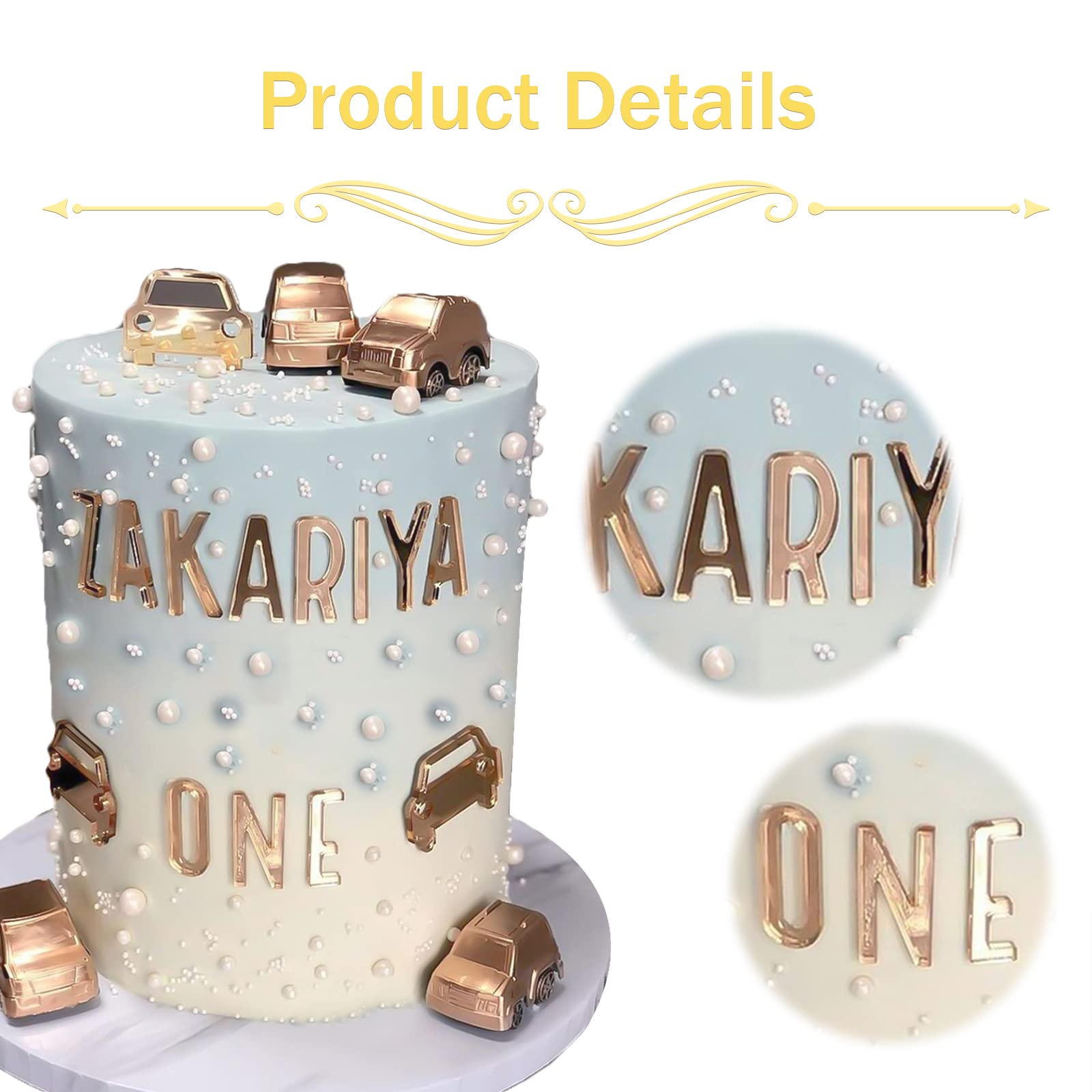 Gepersonaliseerde taarttopper acryl goud met letter stickers Hootyball - Jetjes & Jobjes