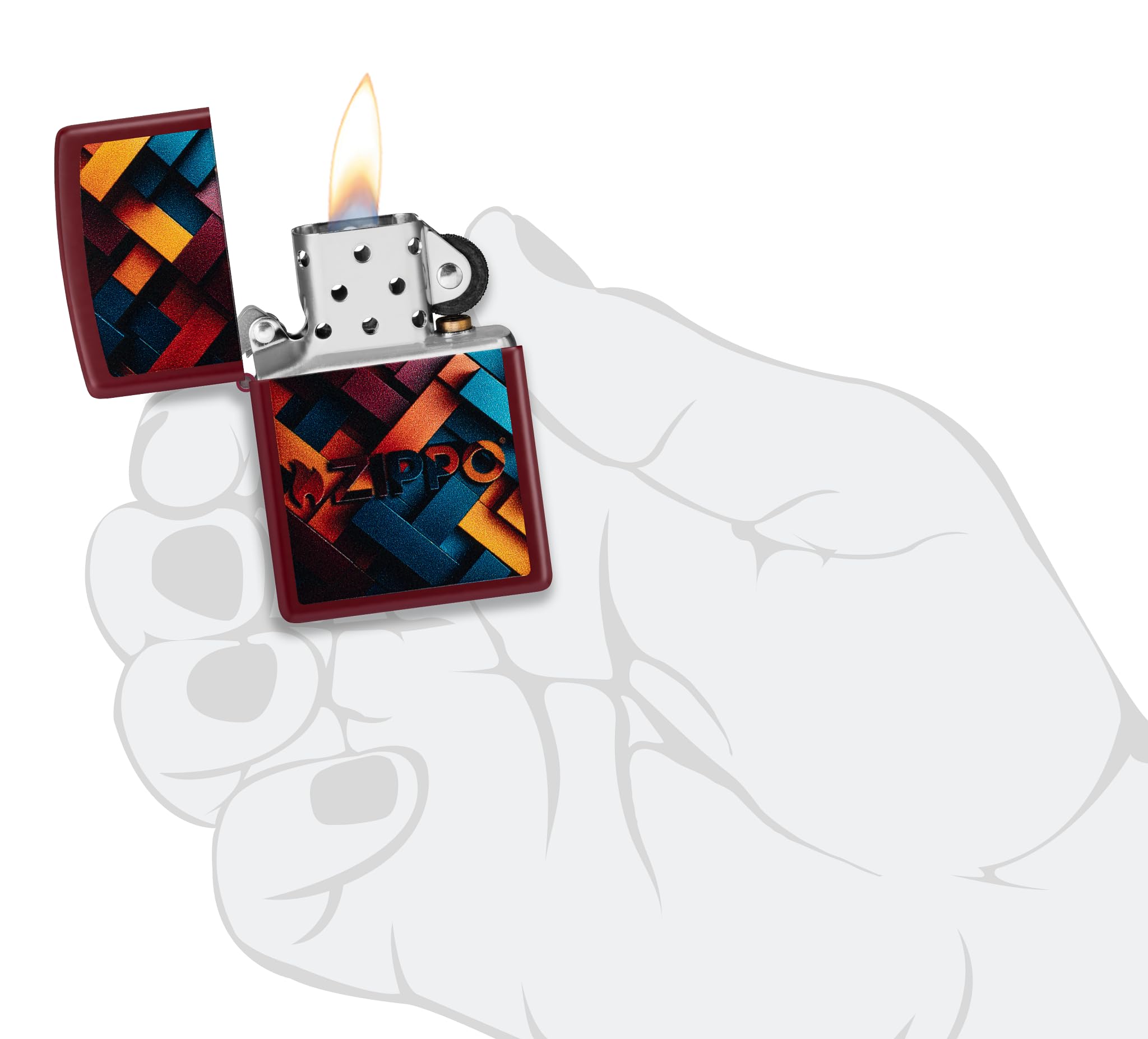 Zippo Accendino da tempesta – Geometric Zippo, Merlot, Color Image – Ricaricabile – Riutilizzabile – Design antivento – Confezione regalo – Made in USA
