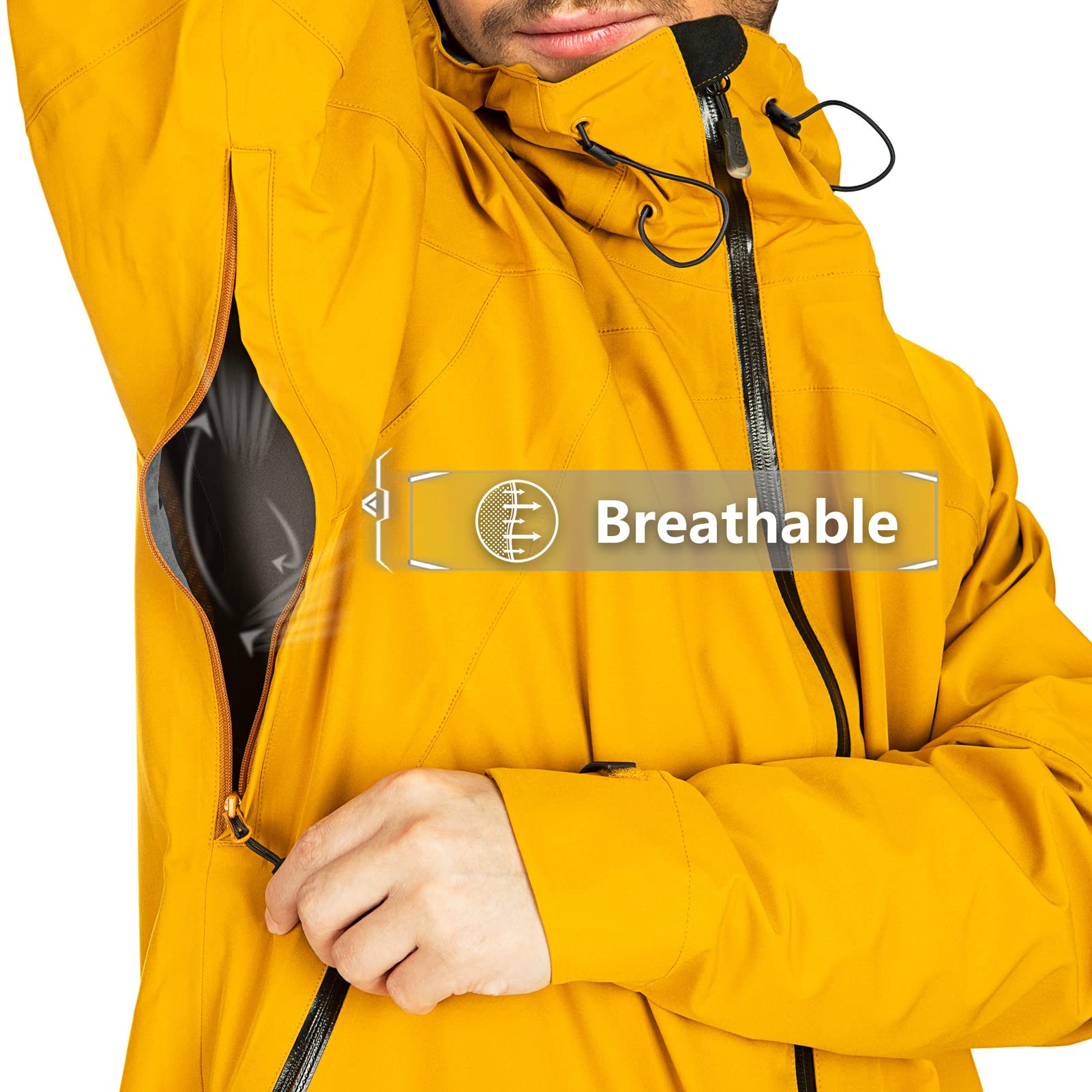 33,000ft Veste de pluie légère en softshell imperméable et coupe-vent pour homme Veste de randonnée fonctionnelle pour trekking, randonnée, camping