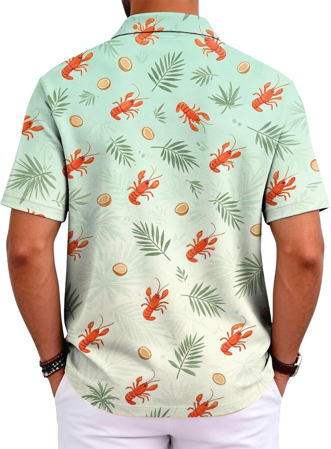 Ymosrh Mens Hawaiian Polo Shirts Business Casual Summer Beach Golf Shirt