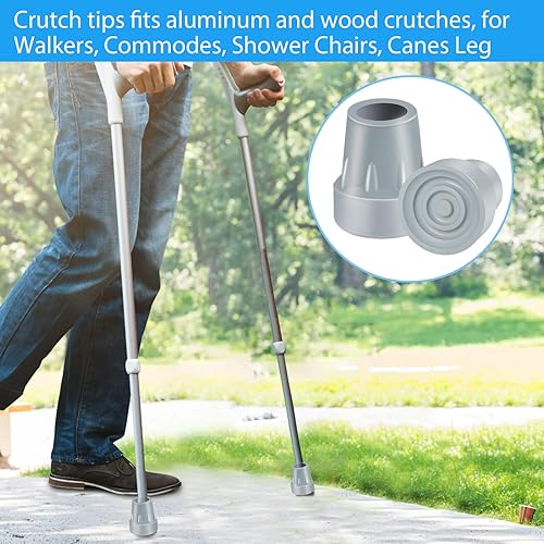 Miniatura 7 de Puntas de muletas, paquete de 4 puntas de goma resistentes de 7/8 pulgadas, puntas de caña de goma de repuesto para bastones de caminar, bastones