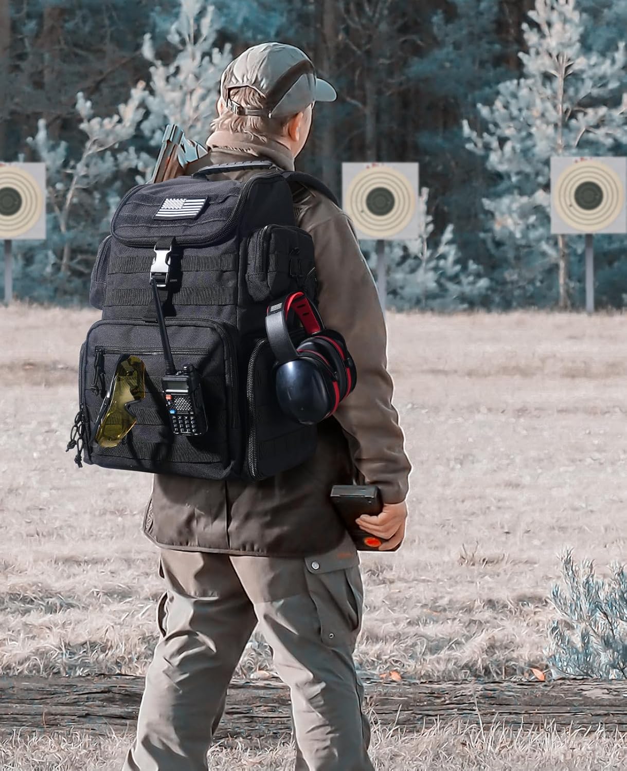 CVLIFE Tactical Range Backpack with Removable Divider, Gun Cases Bag with 4 Pistol Carrying Cases, Rucksack for Shooting (Black, Medium) - Image 6