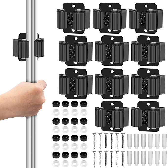 不锈钢墙壁挂式拖把扫帚收纳架