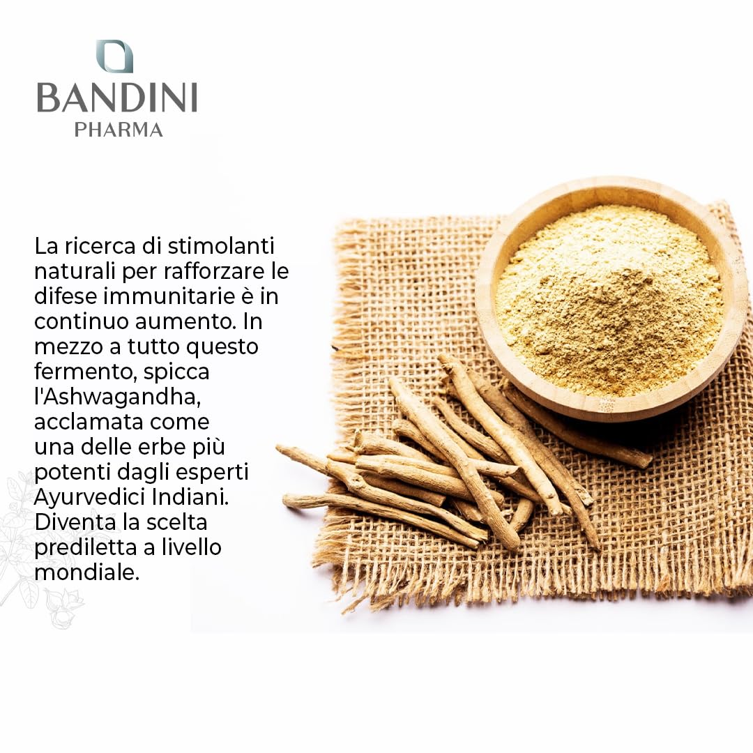 Bandini® Ashwagandha KSM-66® 100% Vegan (60 Capsule) - Qualità Premium KSM Pura - Integratore Naturale da Polvere Withania Somnifera (Ginseng Indiano) - Rimedio Ayurvedico per Stress, Mente e Sonno