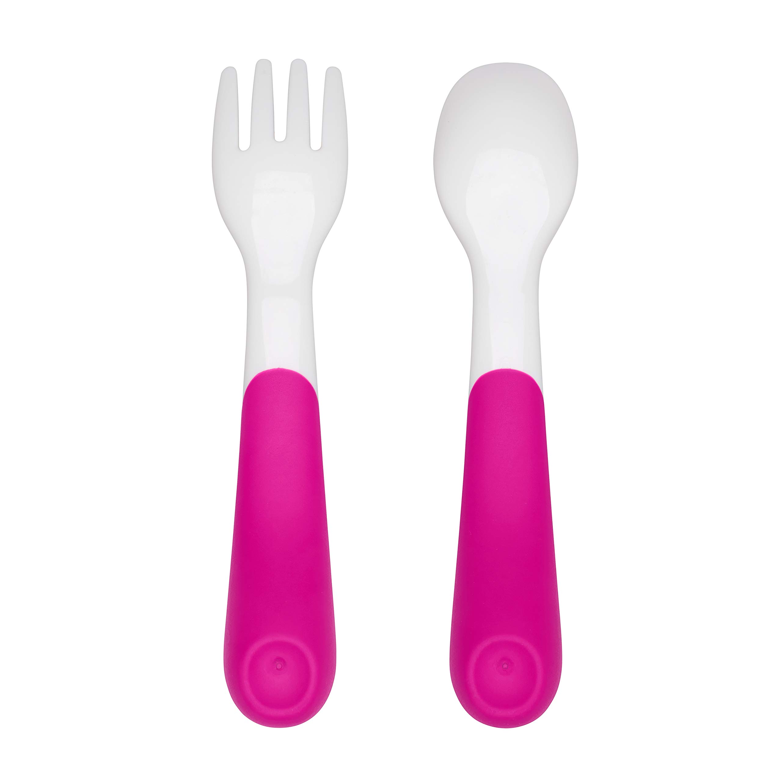 OXO Tot Plastic Fork & Spoon Set With Travel Case- Pink