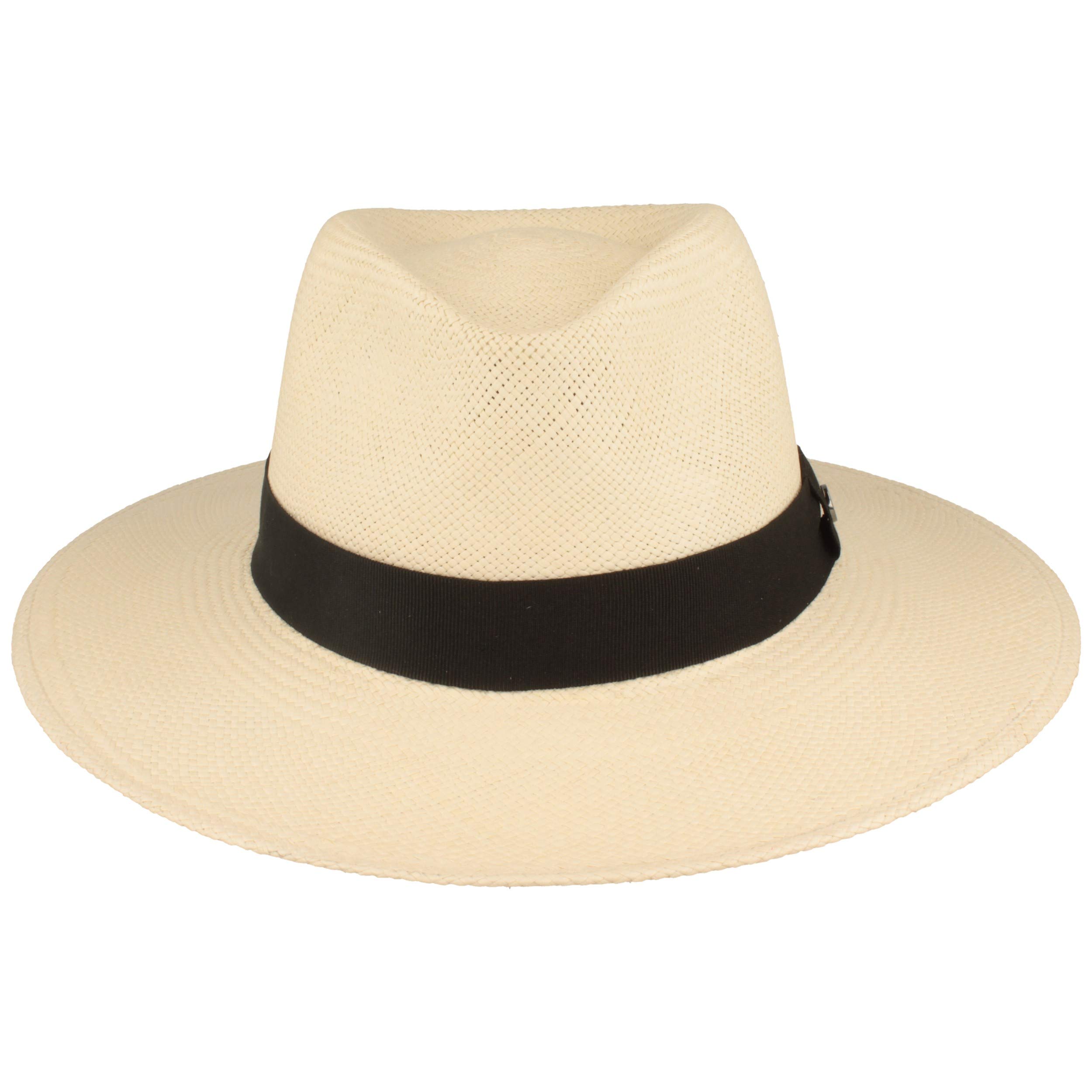 Breiter Cappello Panama Originale di Paglia Cappello Estivo Intrecciato a Mano in Ecuador con Cinturino in Pelle Protezione UV e Antirottura Leggero Traspirante Unisex