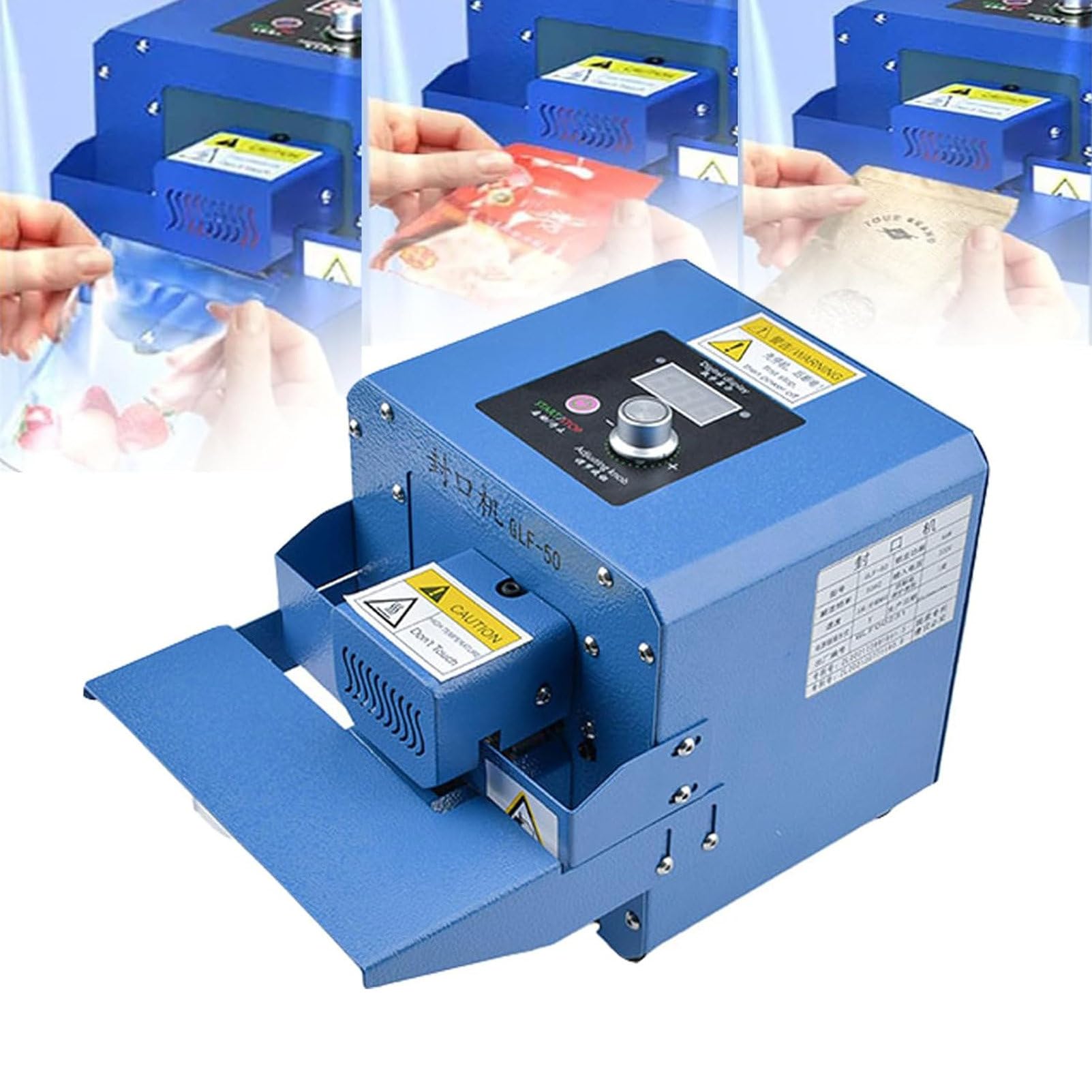 Sellador automático de banda, máquina de sellado térmico continuo para envasado de alimentos, sellador industrial de bolsas de plástico de 5 m/min