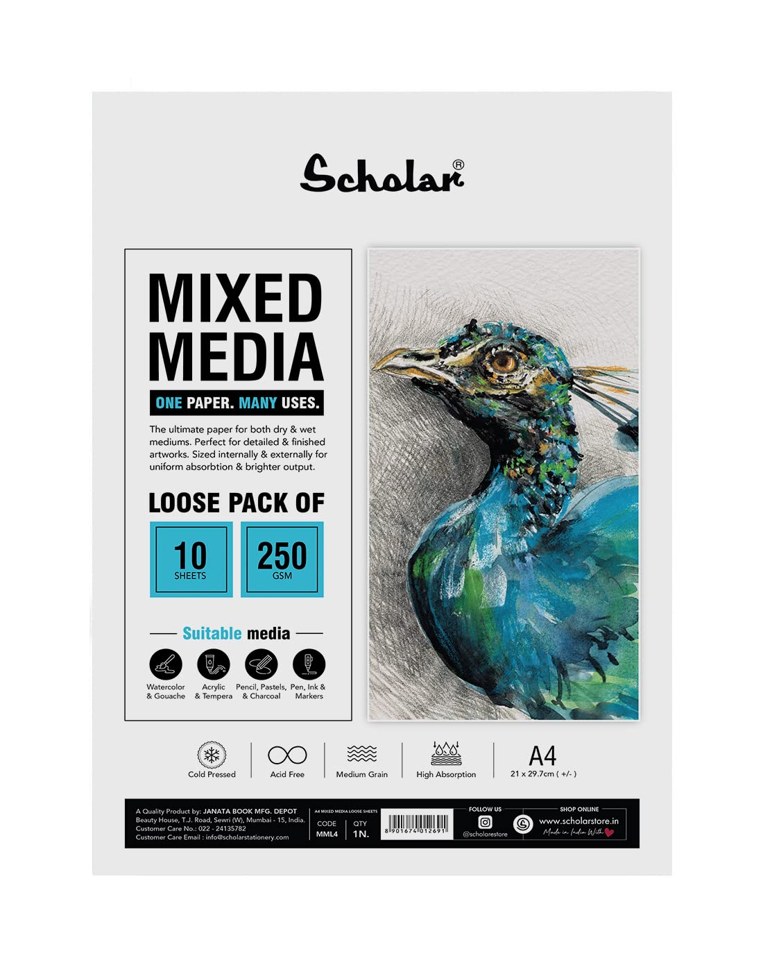 Scholar Mixed Media Paper (250 GSM Cold Pressed Medium Grain) (A4) (Loose Sheets) (B09TFPBYCP) Amazon Price History, Amazon Price Tracker