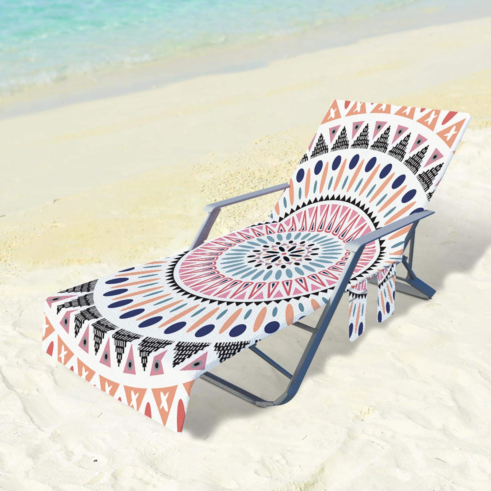 Laoxi C. Beach Chair With Side Pockets, Beach Chair Towel Lounge Chair Towel With Side Storage Pockets, Beach Chair Covers For Sun Lounger Pool Sunbathing