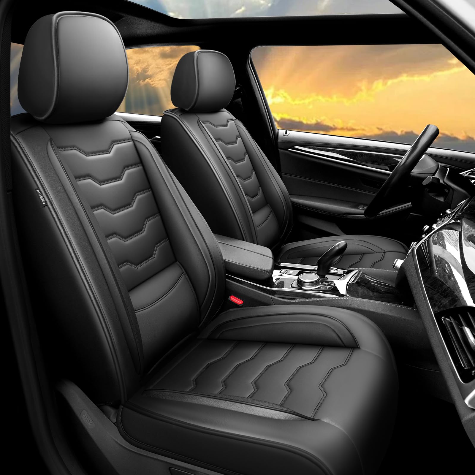 Fit Tucson Car Seat Covers Premium Leather for Hyundai Tucson 2010-2024 2025. Waterproof? Breathable, Scratch-Resistant & All-Weather Seat Cushion Protector (Full Set, Black)