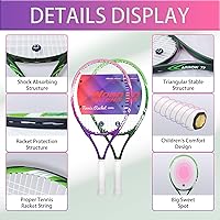 Vista 3 de Raqueta de tenis para niños de 19 pulgadas, 23 pulgadas, 25 pulgadas, raqueta de tenis para jóvenesjóvenes, con bolsa de transporte, overgrips