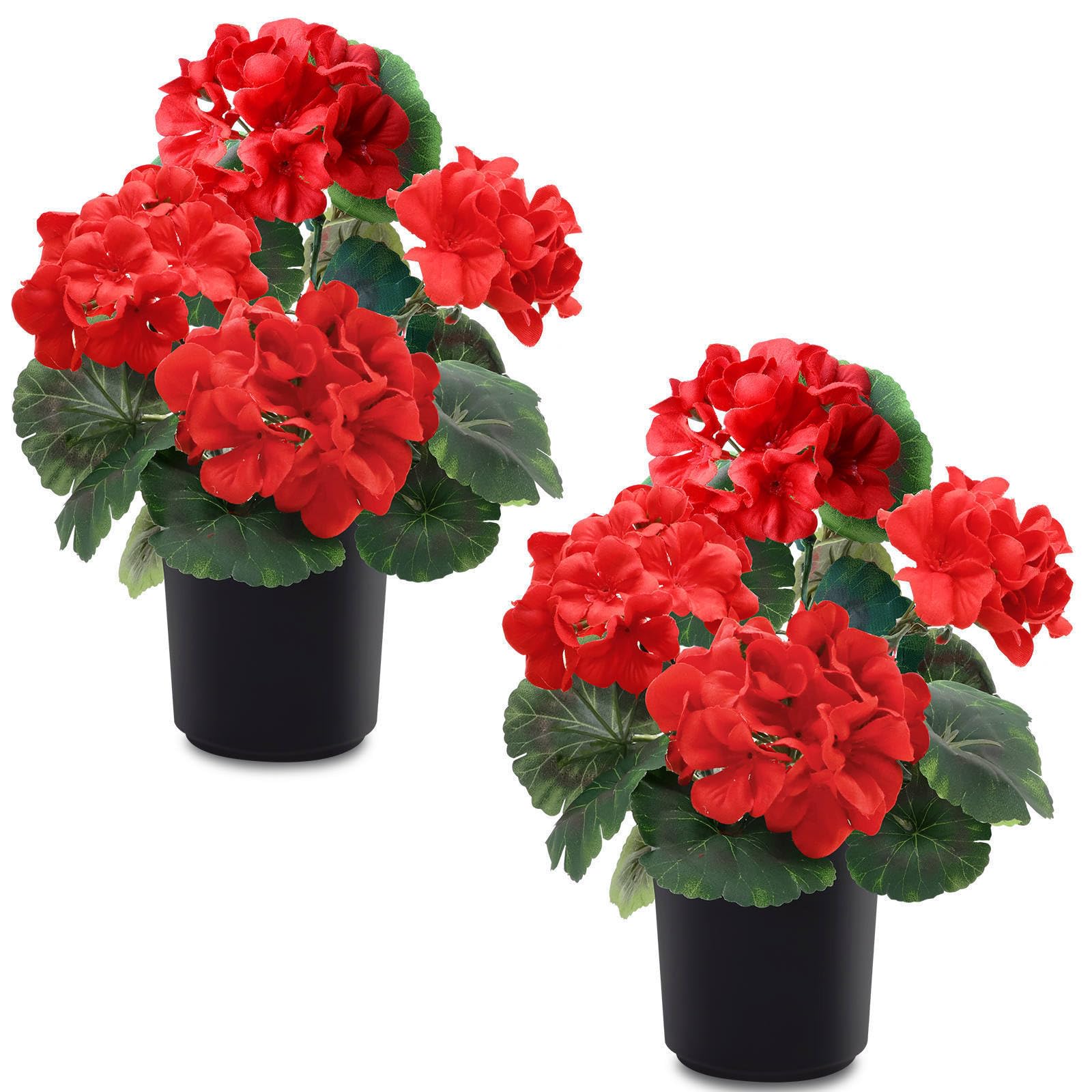 TURNMEON 2 Pack Potted Artificial Geraniums