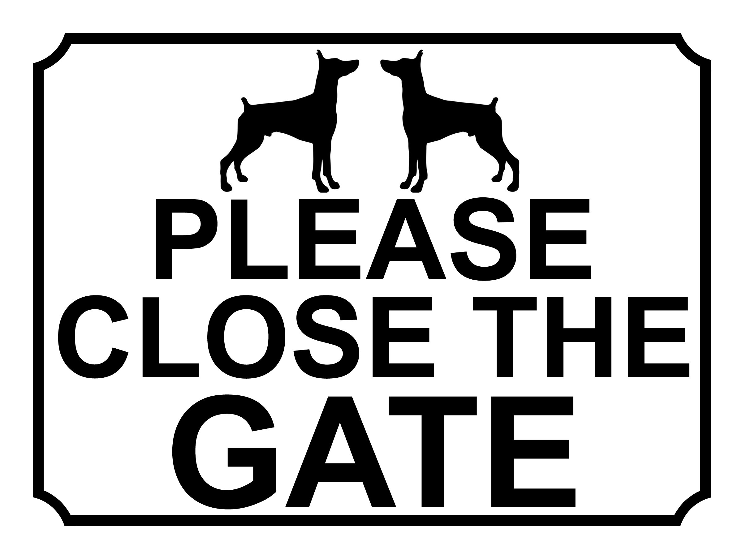SHAWPRINT PLEASE CLOSE THE GATE DOG THEME METAL SIGN 200MM X 150MM (456H1), 8" x 6"