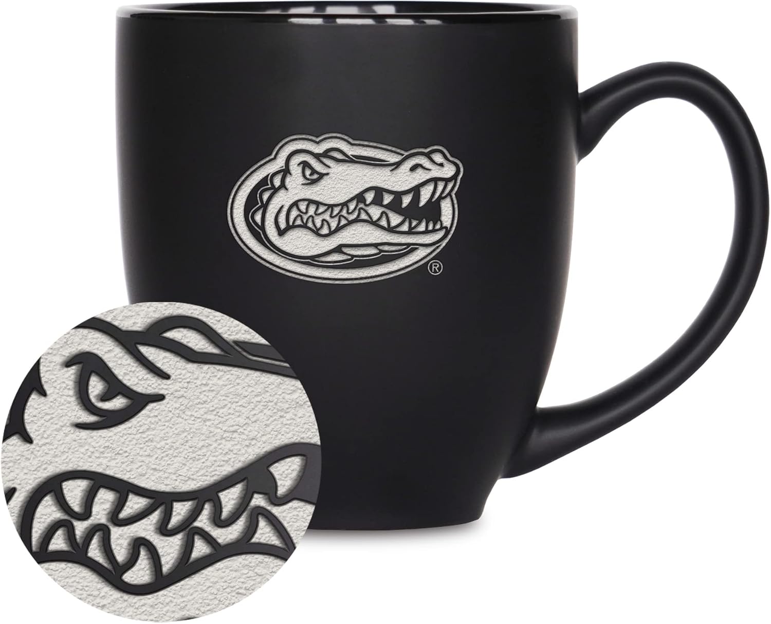 Rico Industries NCAA (D/E/F & G) Standard 15oz Laser Engraved Matte Black Ceramic Bistro Mug - For Hot or Cold Drinks