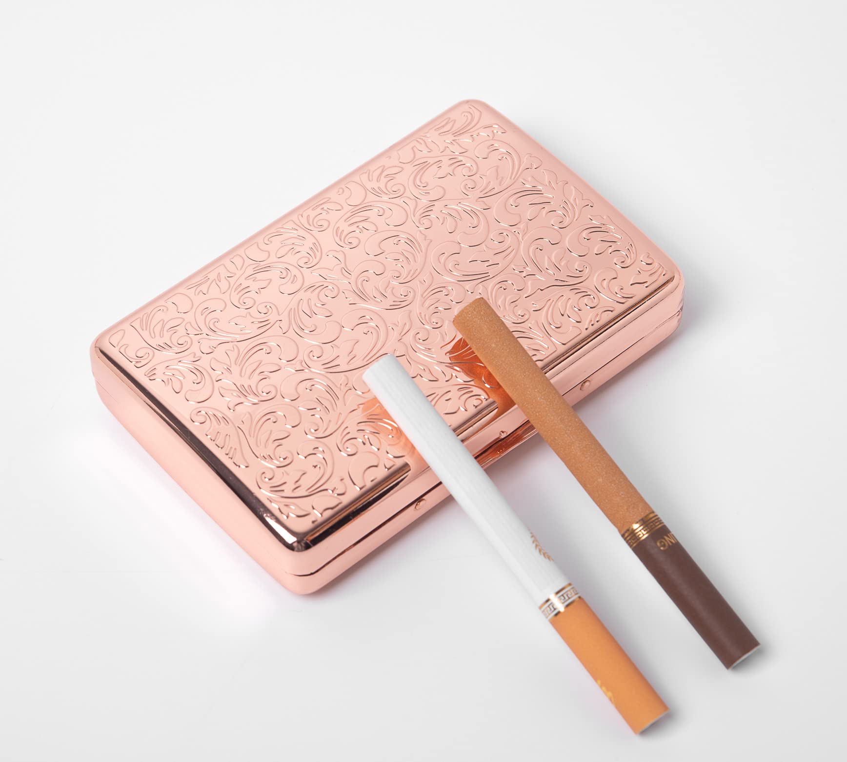 Classico Portasigarette/Contenitore Vintage in Metallo, Contiene 100 mm 16 Pezzi (16pcs 100mm, rose gold)