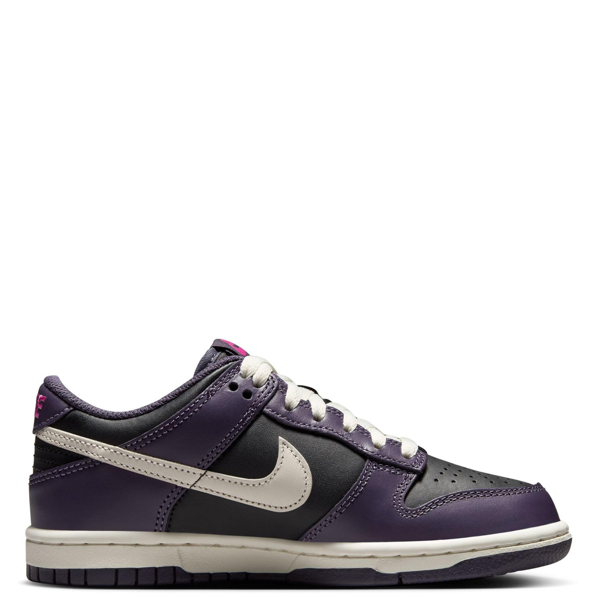 Nike Dunk Low Big Kids' Shoes (FB9109-003, Black/Dark Raisin/Sail/Pale Ivory) Size 6