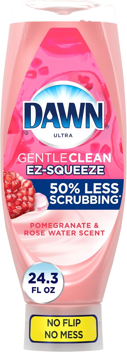 Dawn Gentle Clean EZ-Squeeze Dishwashing Liquid Dish Soap, Pomegranate and Rose Water Scent 24.3 fl oz ( pack of 2