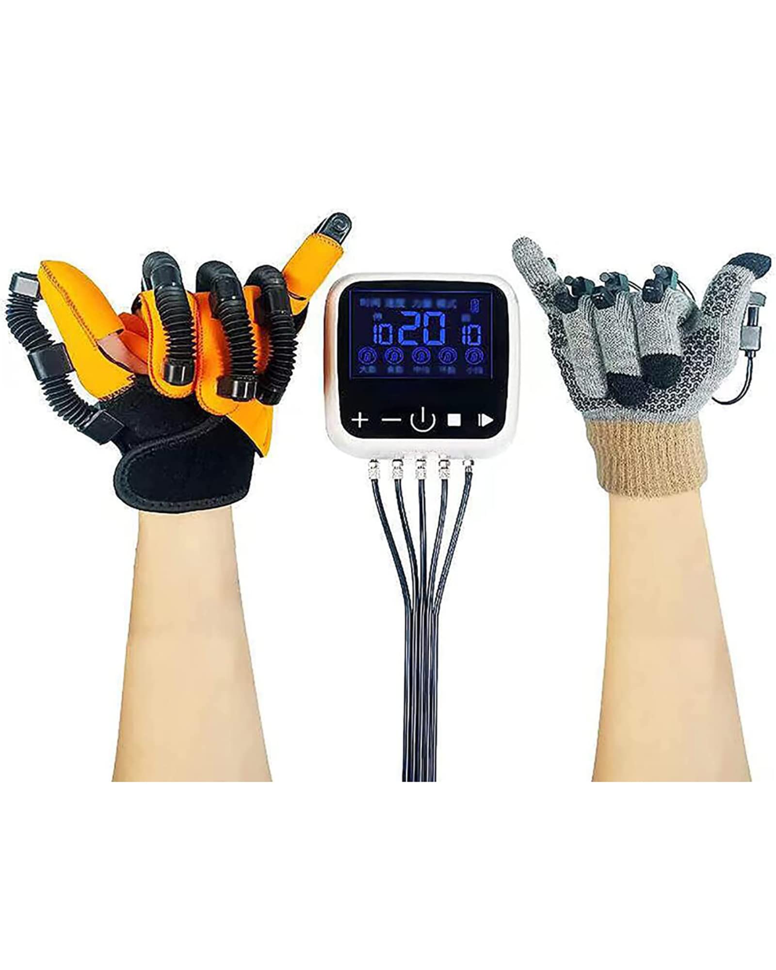 Potente Kit de Guante Robot de rehabilitación de Manos Extensión de Dedo Ortopédicos Trazo Férula de Mano Dispositivo de Entrenamiento de Dedos, Izquierda, M (Derecha M)