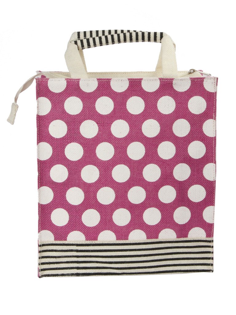 Jute Tree Laminated jute bag, with dotted print, attractive colour, inside pockets, strong handles fit for carrying lunch box. (B01LYQ6PIY) Amazon Price History, Amazon Price Tracker